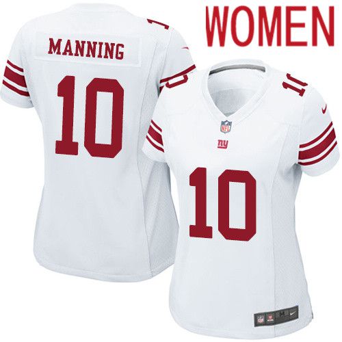Women New York Giants #10 Eli Manning Nike White Game NFL Jersey